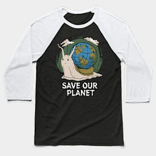 Snail Save Our Planet Cute Earth Day Boys Kids 2024 Baseball T-Shirt